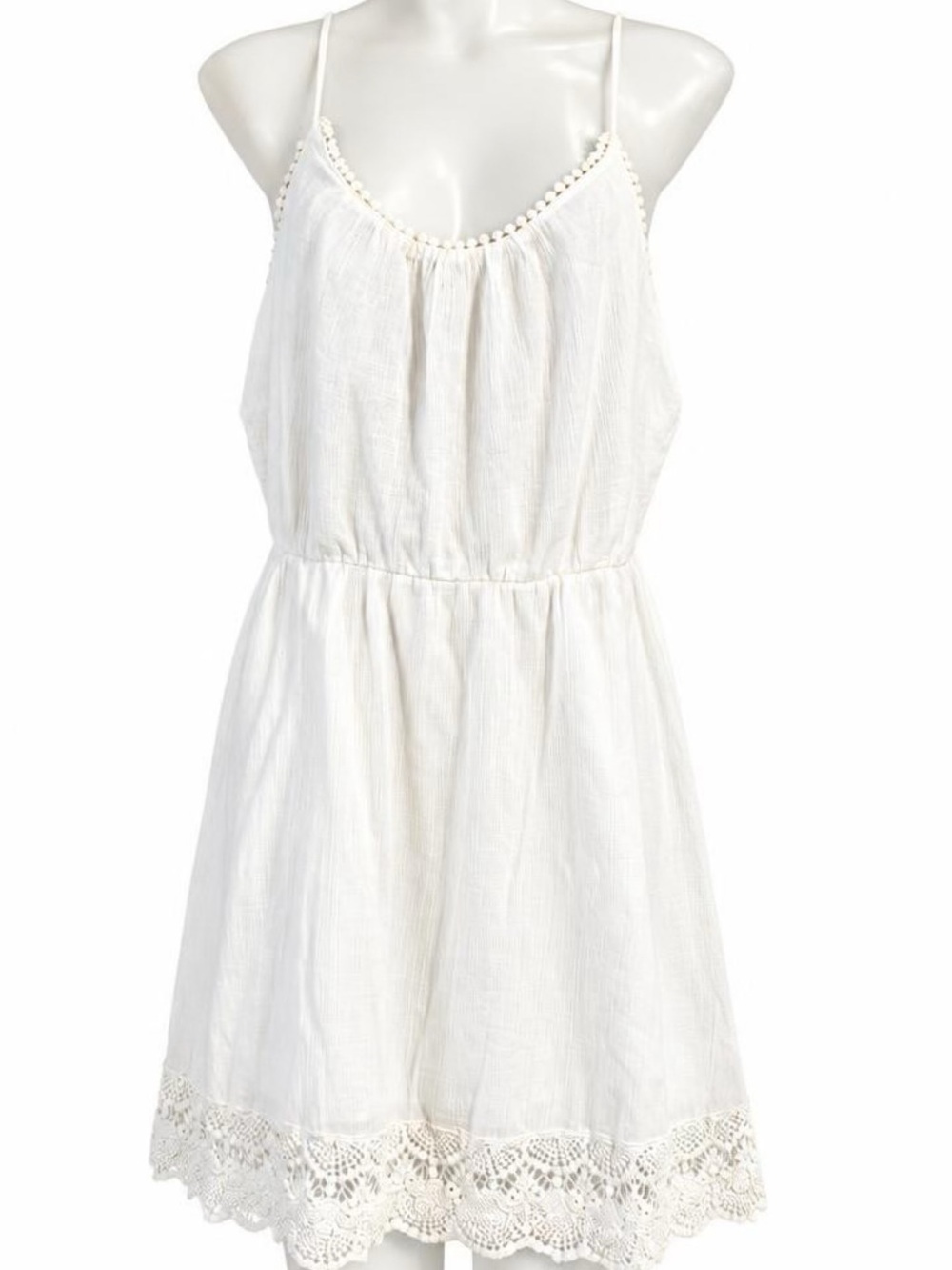 Old Navy White Lace-Trim Spaghetti Strap Casual Dress 100% Cotton